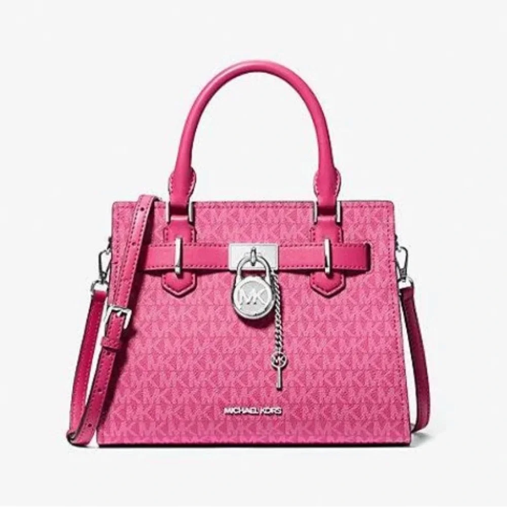 Michael Kors Dragonfruit Hamilton Small Signature Logo Satchel - Picture 2 of 12